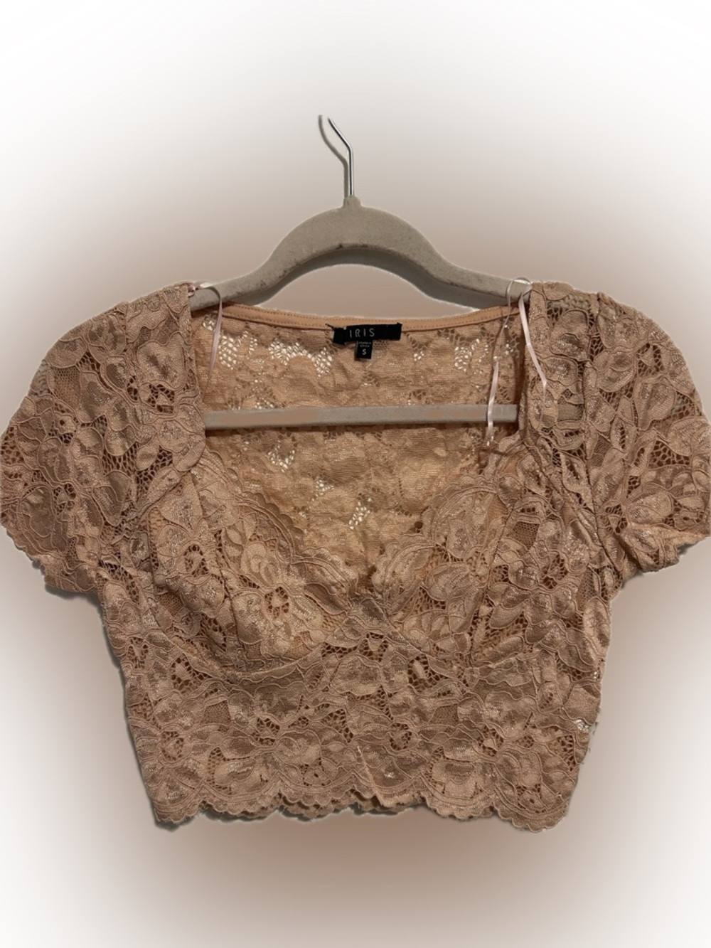 iris Lace Crop Camisole in Taupe